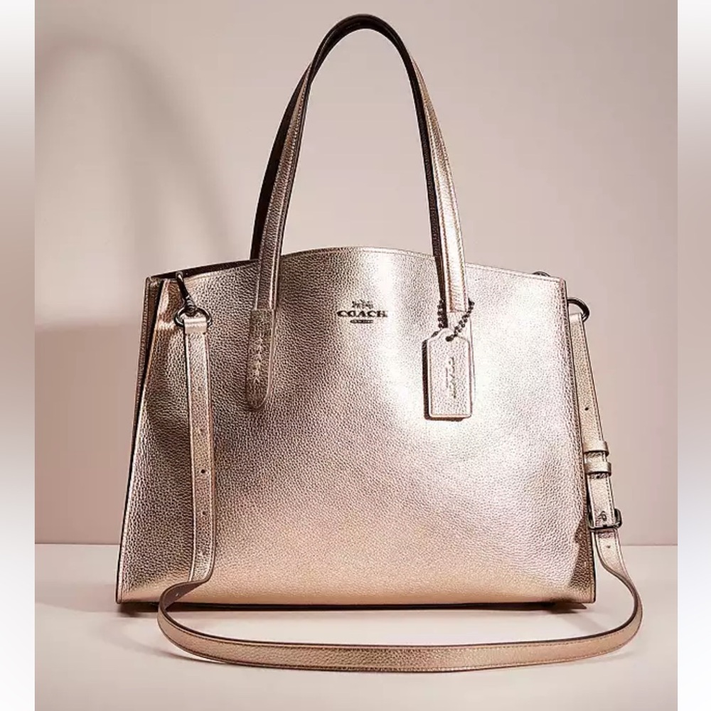 Coach Metallic Gold Tote Bag, Excellent Condition, Small Scratch, Gold and Brown
